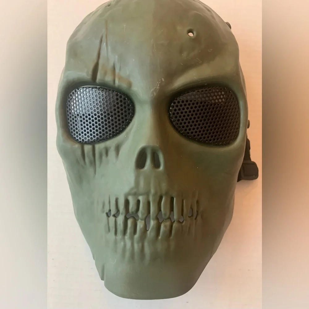 Green Skull Vented Eye Paintball Airsoft Mask Full Face Halloween Cosplay 12
